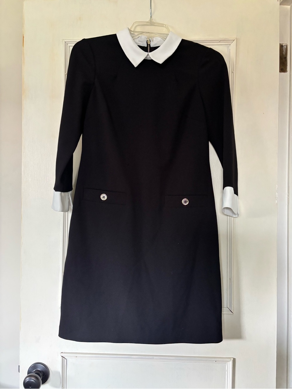 Tommy Hilfiger Black Dress with White Collar & Cuff Accents